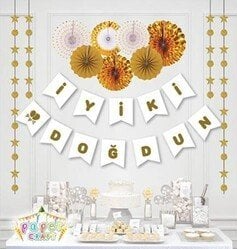 İyi Ki Doğdun Beyaz Gold Banner